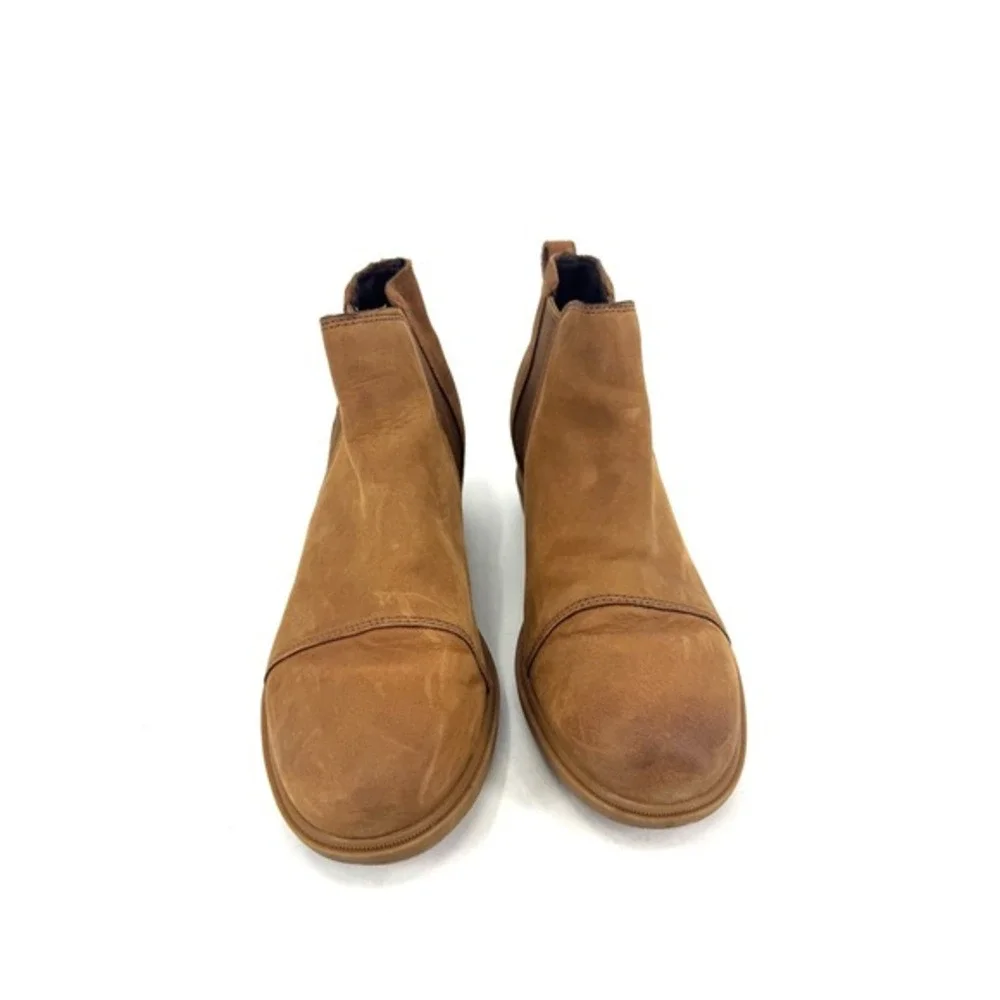 Sorel Emelie II‎ Chelsea Boots Tobacco Brown Leather Suede Ankle 9